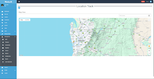 WorkerX location tracking screen